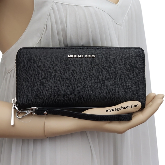 Michael Kors Jet Set Continental Wristlet Wallet Black - Picture 1 of 6